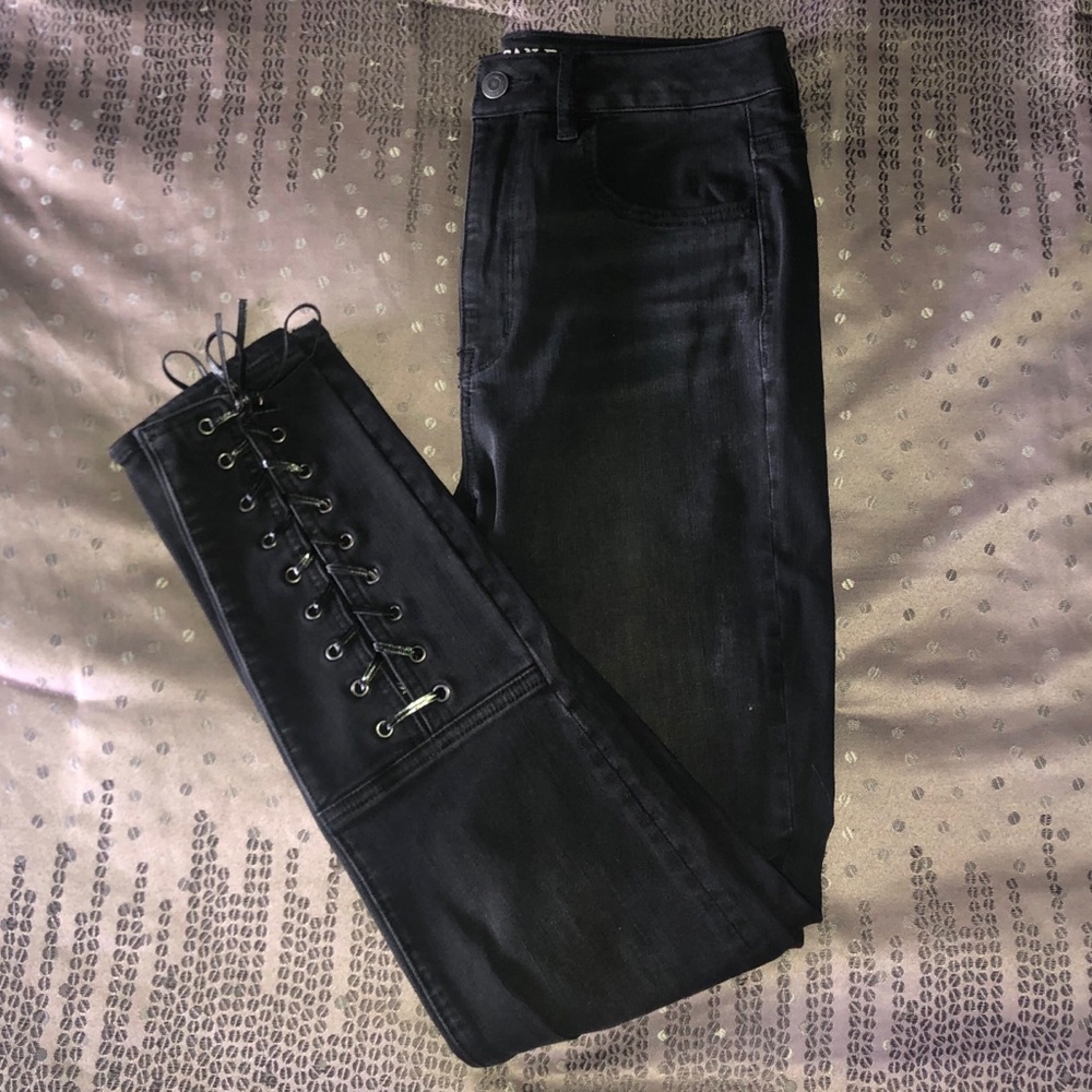 Dark Gray Jeans with Ankle lace up